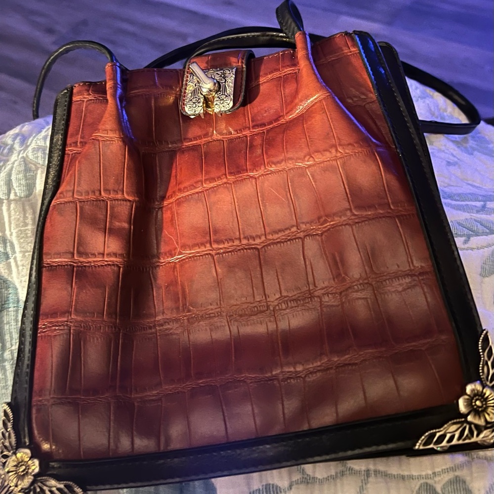 Luxurious Brown and Black with Crocodile Embossed Design